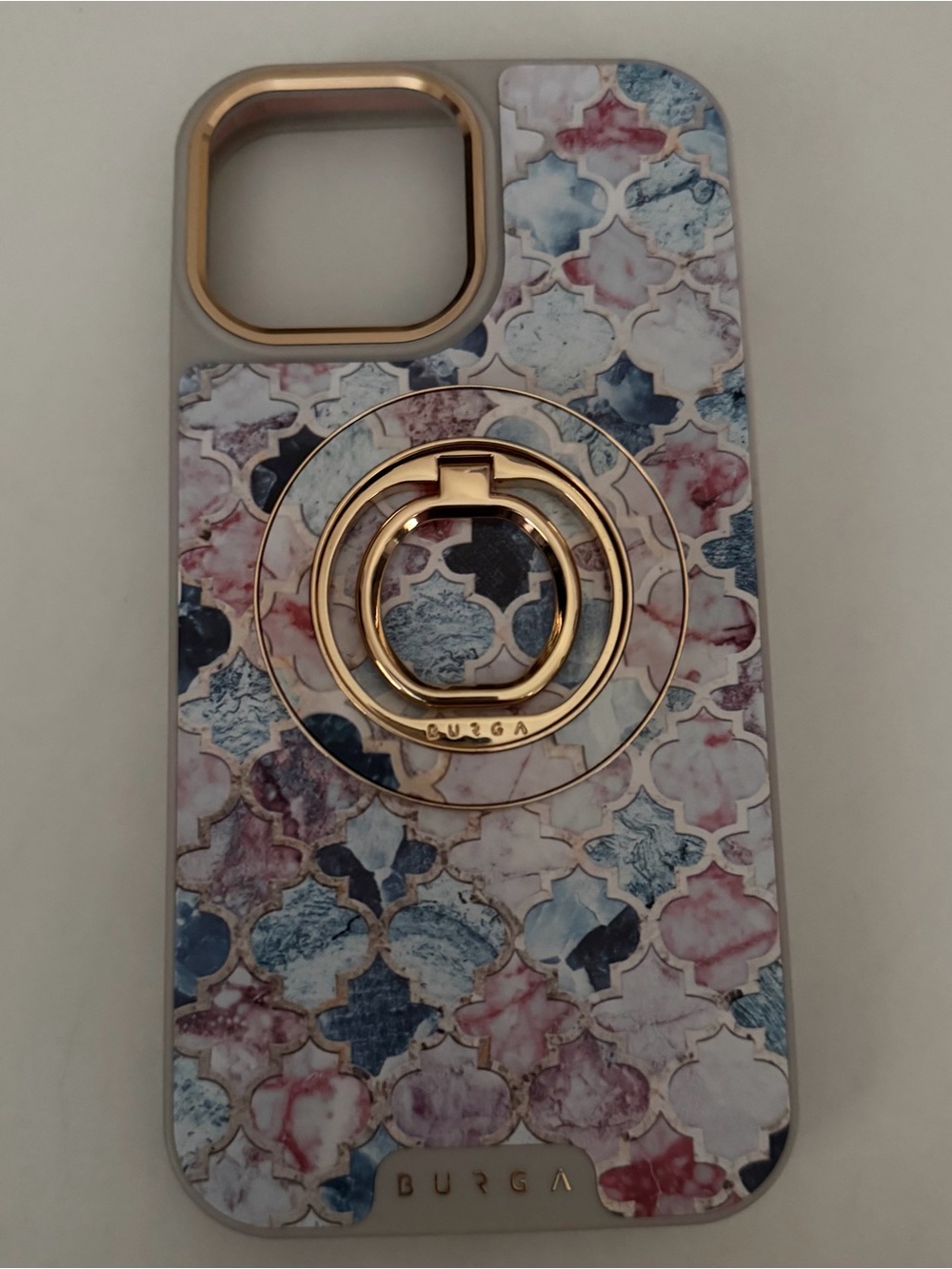 BURGA Marble Tile Ring-Holder Phone Case in Pink & Blue